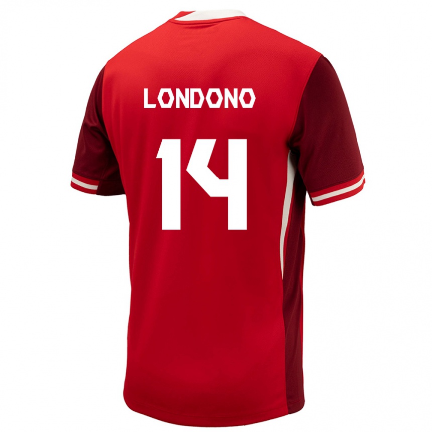 Niño Fútbol Camiseta Canadá Tyler Londono #14 Rojo 1ª Equipación 24-26