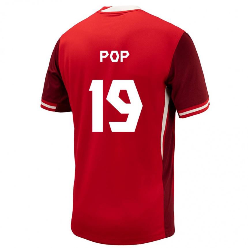 Niño Fútbol Camiseta Canadá Erik Pop #19 Rojo 1ª Equipación 24-26