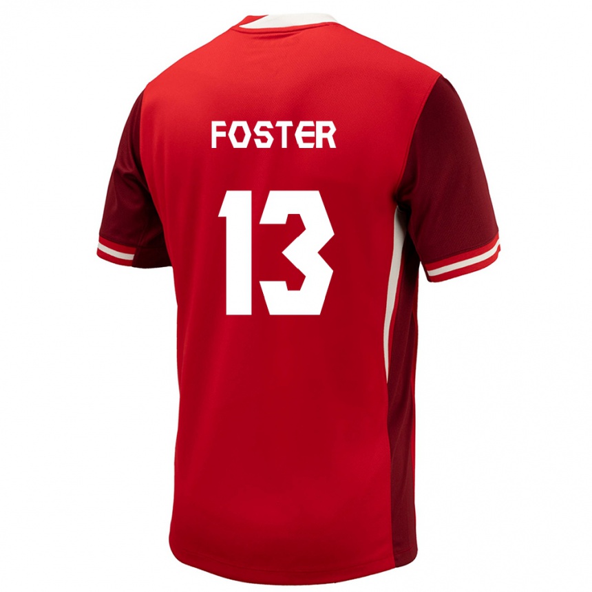 Niño Fútbol Camiseta Canadá Rylee Foster #13 Rojo 1ª Equipación 24-26