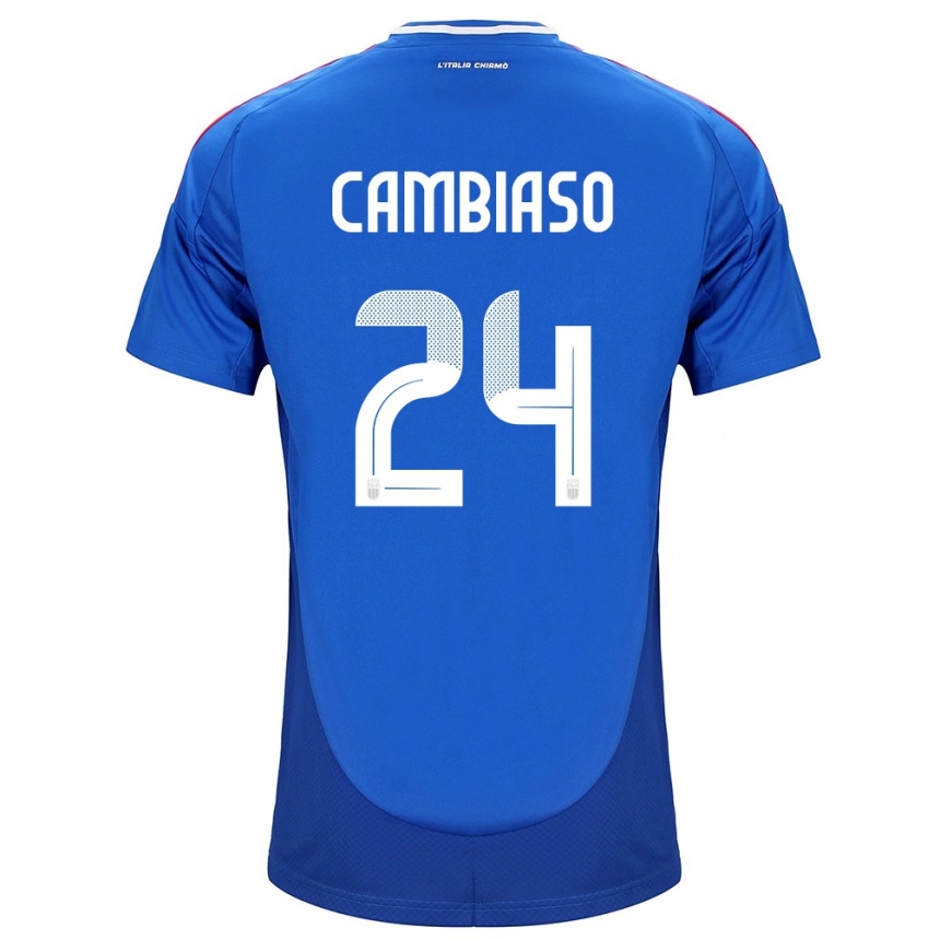 Niño Fútbol Camiseta Italia Andrea Cambiaso #24 Azul 1ª Equipación 24-26