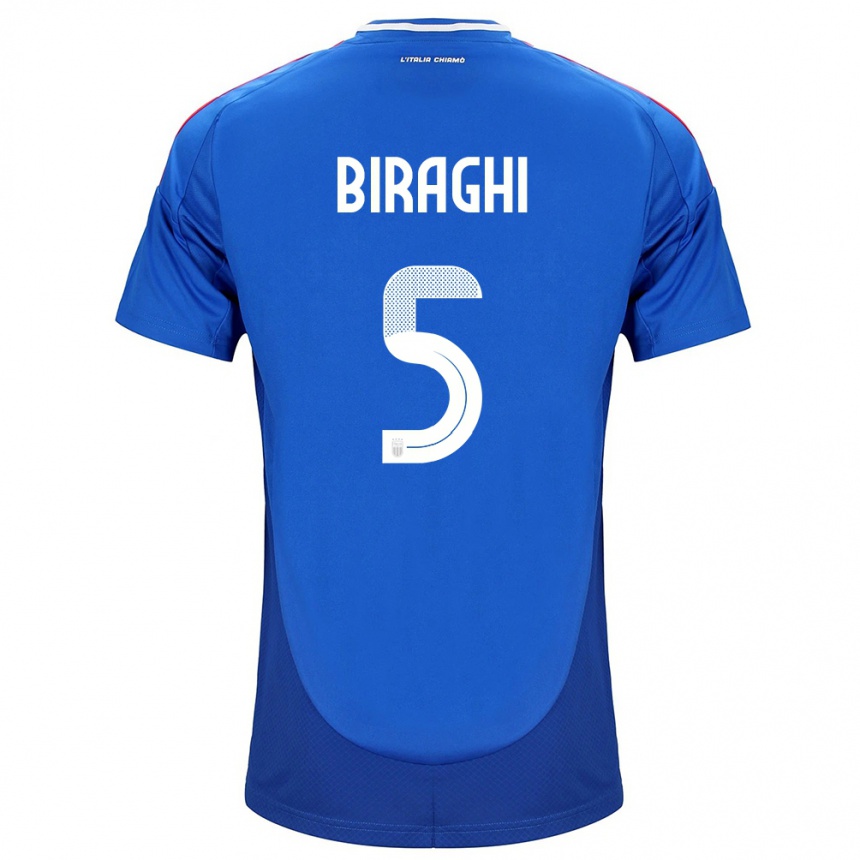 Niño Fútbol Camiseta Italia Cristiano Biraghi #5 Azul 1ª Equipación 24-26