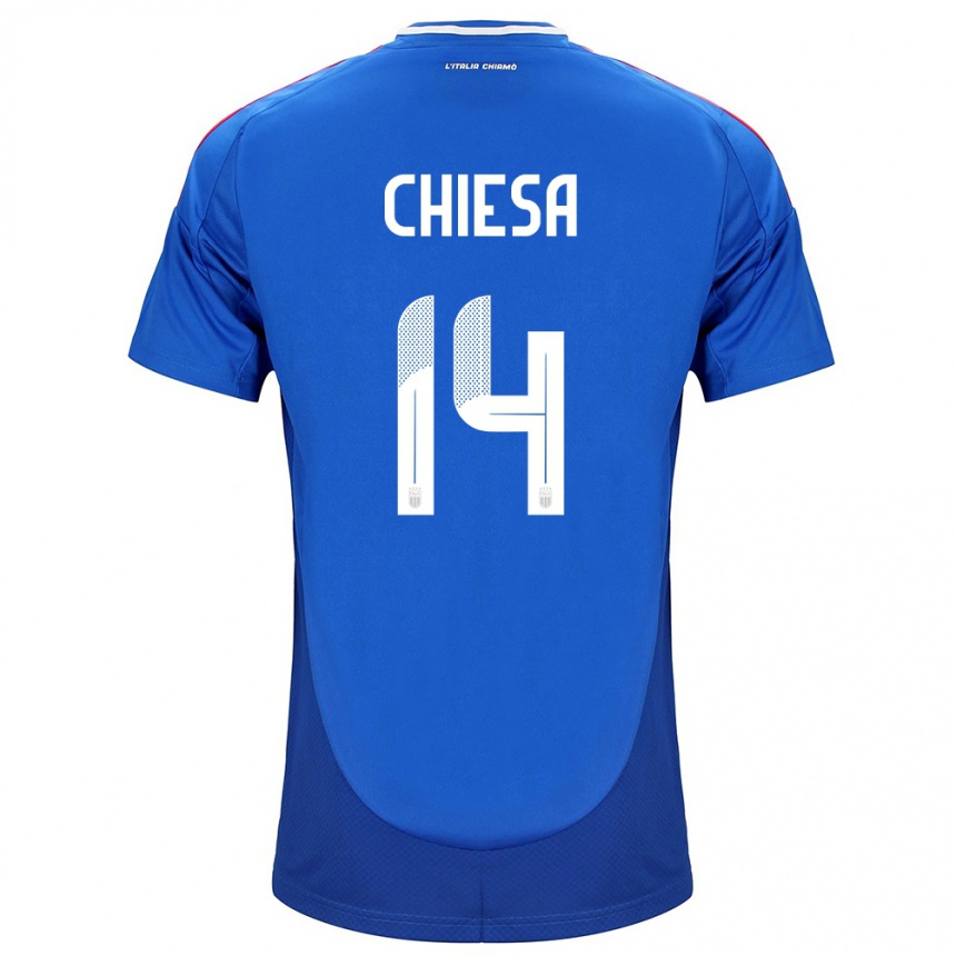 Niño Fútbol Camiseta Italia Federico Chiesa #14 Azul 1ª Equipación 24-26