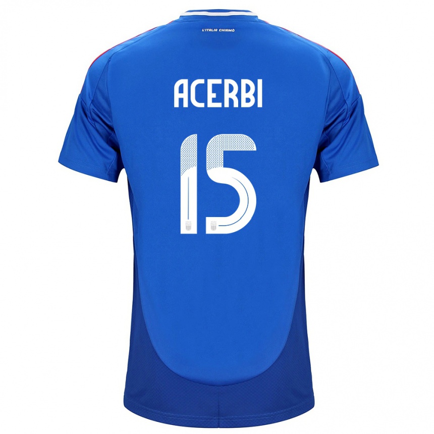 Niño Fútbol Camiseta Italia Francesco Acerbi #15 Azul 1ª Equipación 24-26