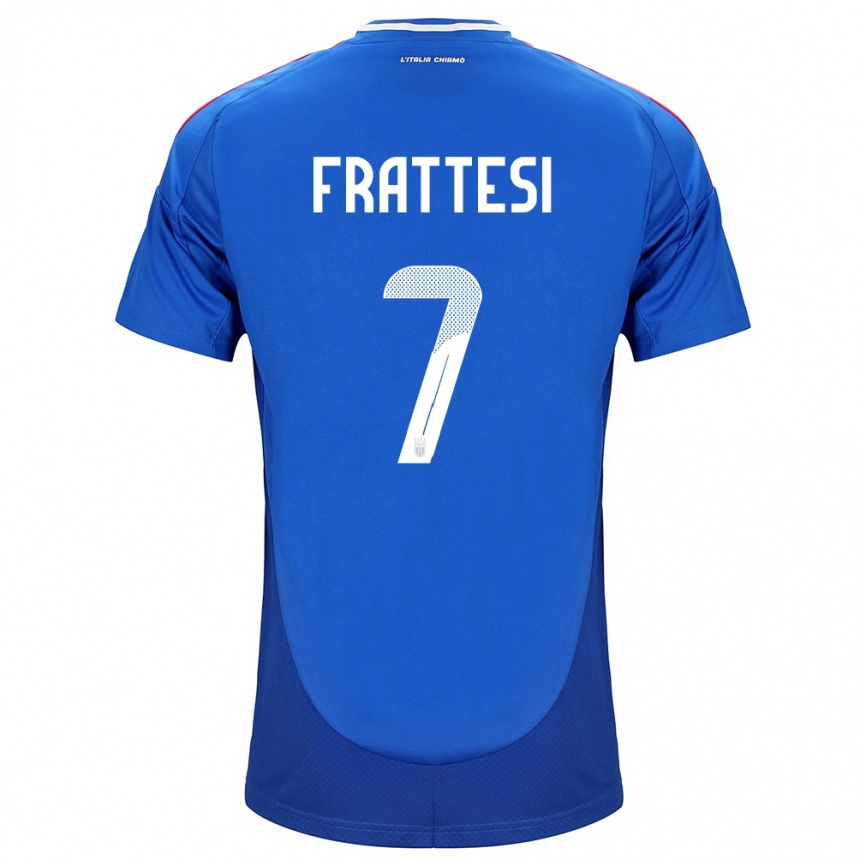 Niño Fútbol Camiseta Italia Davide Frattesi #7 Azul 1ª Equipación 24-26