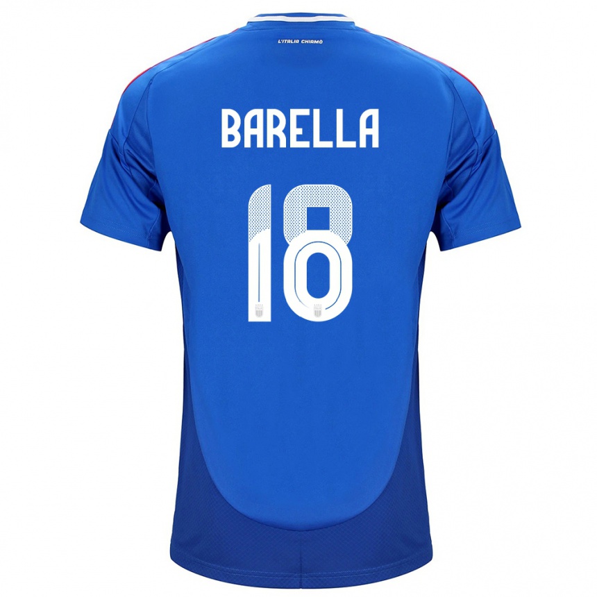 Niño Fútbol Camiseta Italia Nicolò Barella #18 Azul 1ª Equipación 24-26