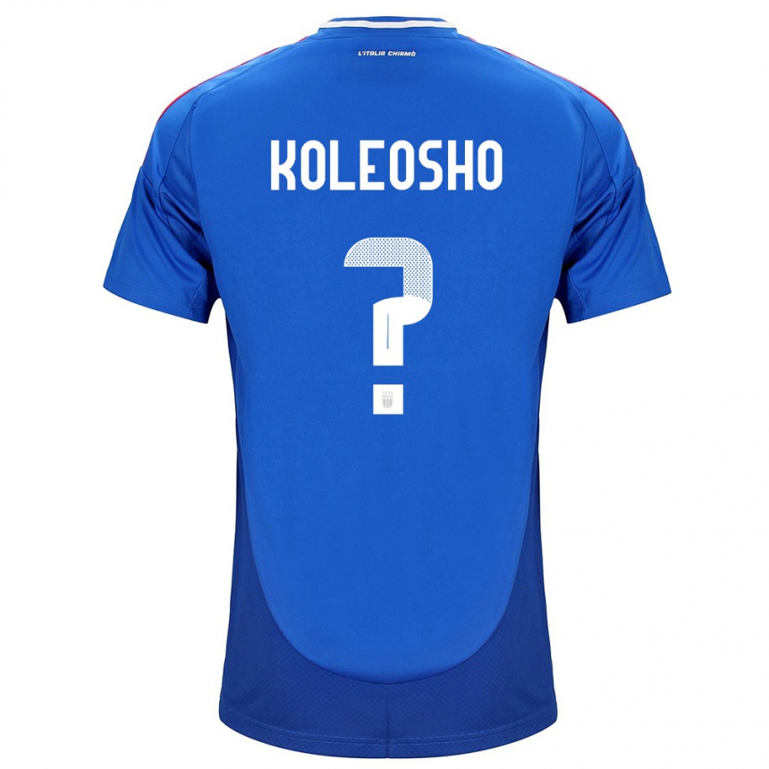 Niño Fútbol Camiseta Italia Luca Koleosho #0 Azul 1ª Equipación 24-26