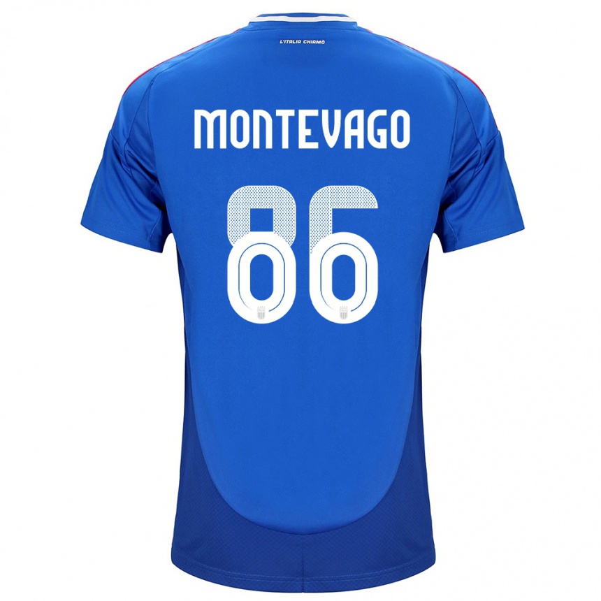 Niño Fútbol Camiseta Italia Daniele Montevago #86 Azul 1ª Equipación 24-26