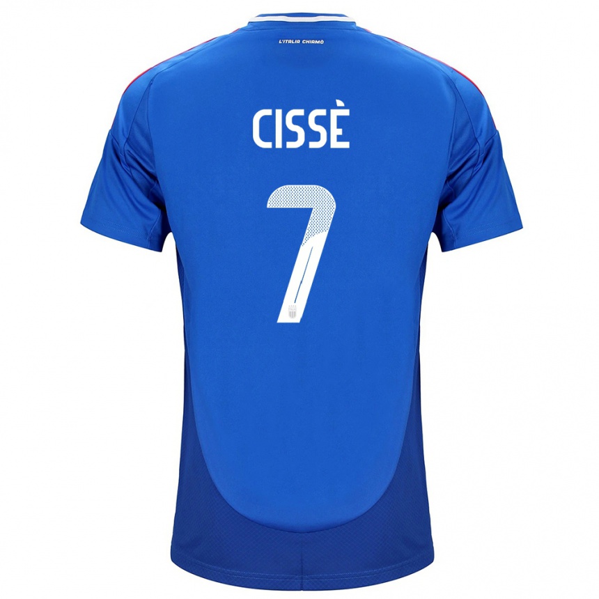 Niño Fútbol Camiseta Italia Alphadjo Cissè #7 Azul 1ª Equipación 24-26