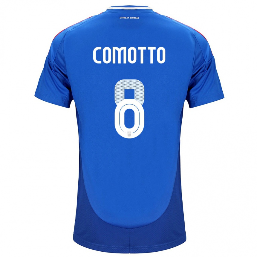 Niño Fútbol Camiseta Italia Christian Comotto #8 Azul 1ª Equipación 24-26