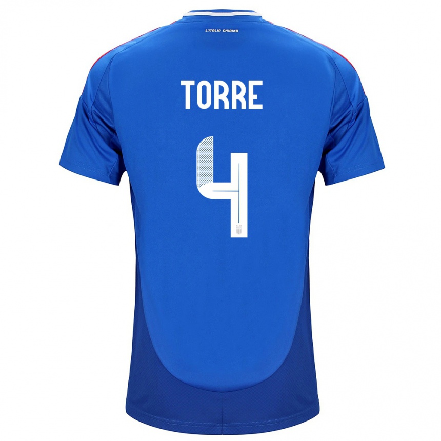 Niño Fútbol Camiseta Italia Pietro La Torre #4 Azul 1ª Equipación 24-26