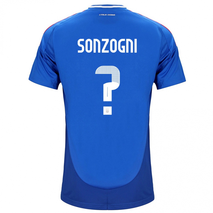 Niño Fútbol Camiseta Italia Mattia Sonzogni #0 Azul 1ª Equipación 24-26
