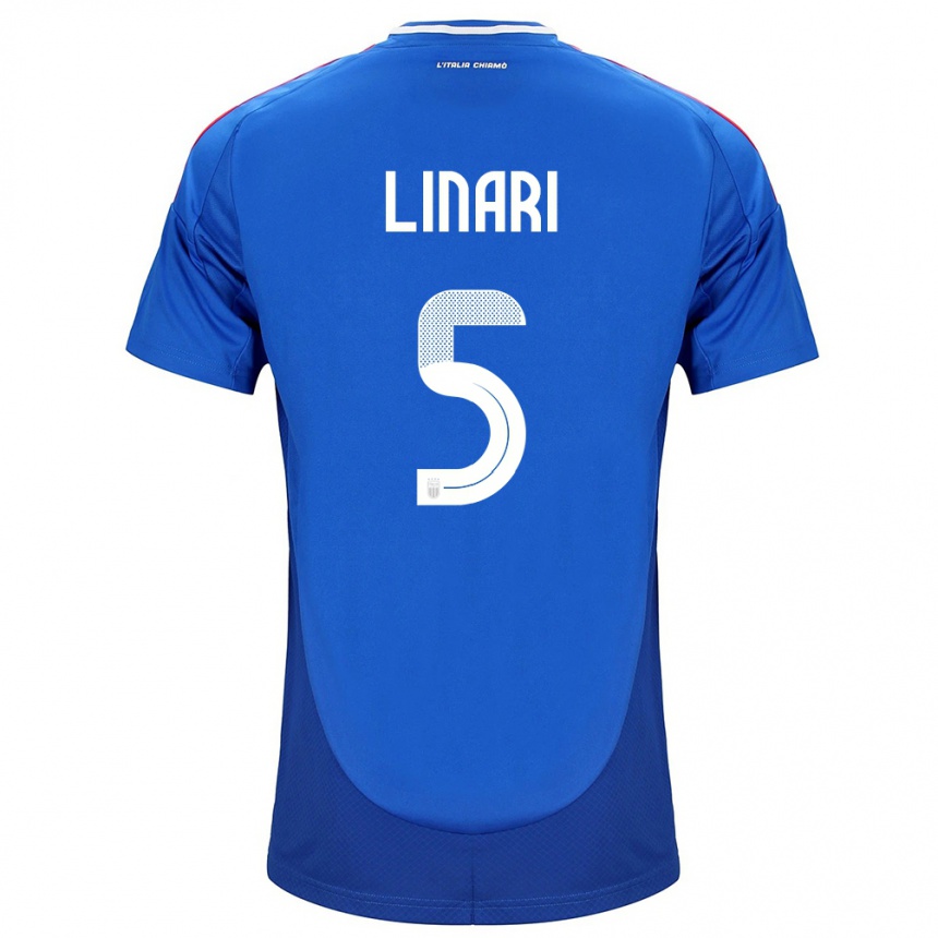 Niño Fútbol Camiseta Italia Elena Linari #5 Azul 1ª Equipación 24-26