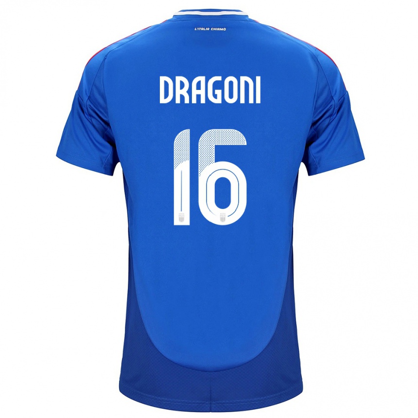 Niño Fútbol Camiseta Italia Giulia Dragoni #16 Azul 1ª Equipación 24-26