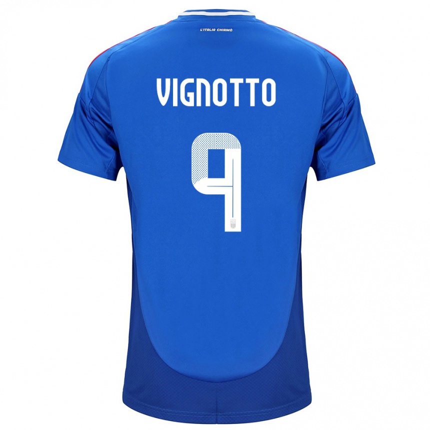 Niño Fútbol Camiseta Italia Elisabetta Vignotto #9 Azul 1ª Equipación 24-26