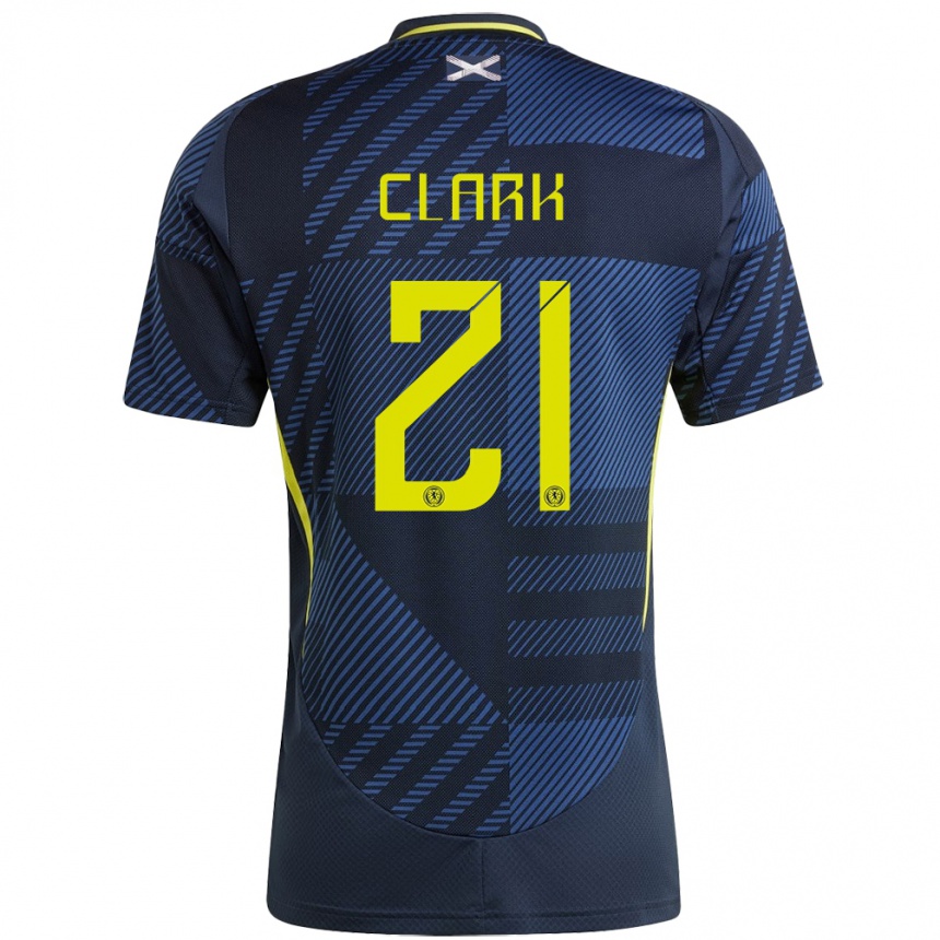 Niño Fútbol Camiseta Escocia Zander Clark #21 Azul Oscuro 1ª Equipación 24-26