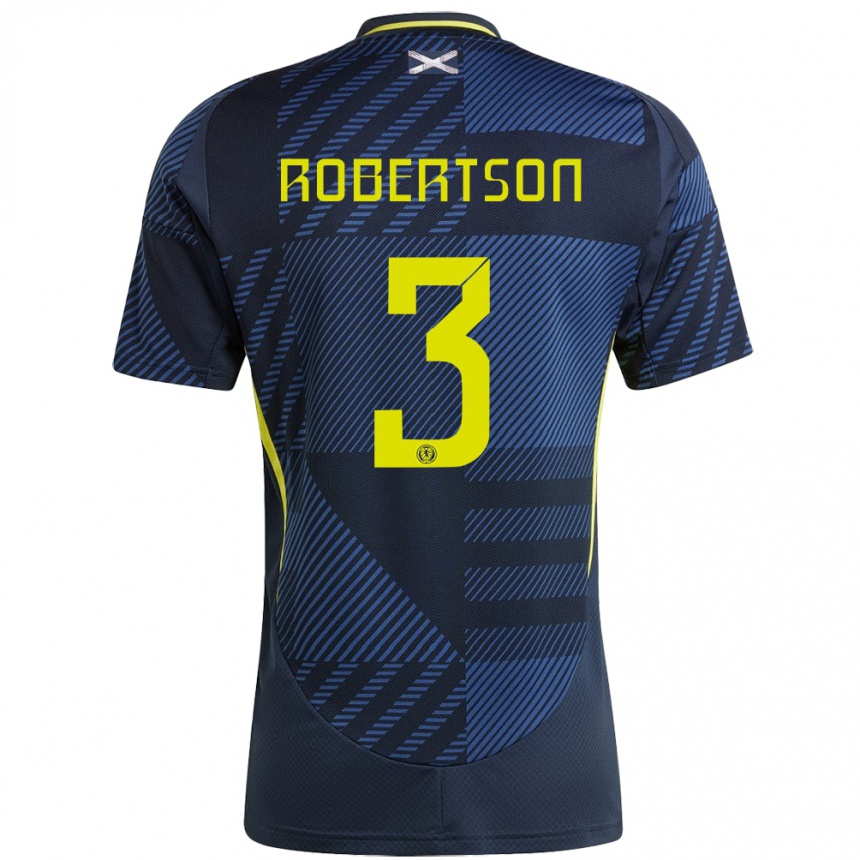 Niño Fútbol Camiseta Escocia Andrew Robertson #3 Azul Oscuro 1ª Equipación 24-26