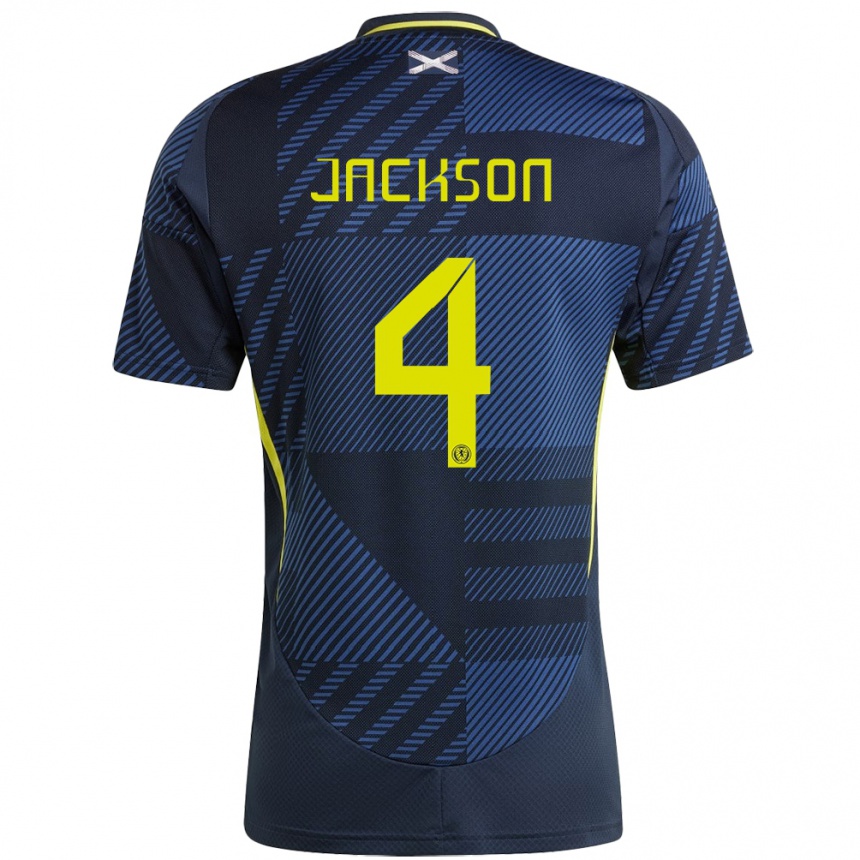 Niño Fútbol Camiseta Escocia Louis Jackson #4 Azul Oscuro 1ª Equipación 24-26