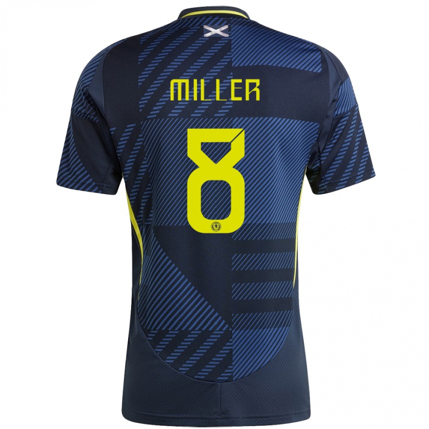 Niño Fútbol Camiseta Escocia Lennon Miller #8 Azul Oscuro 1ª Equipación 24-26