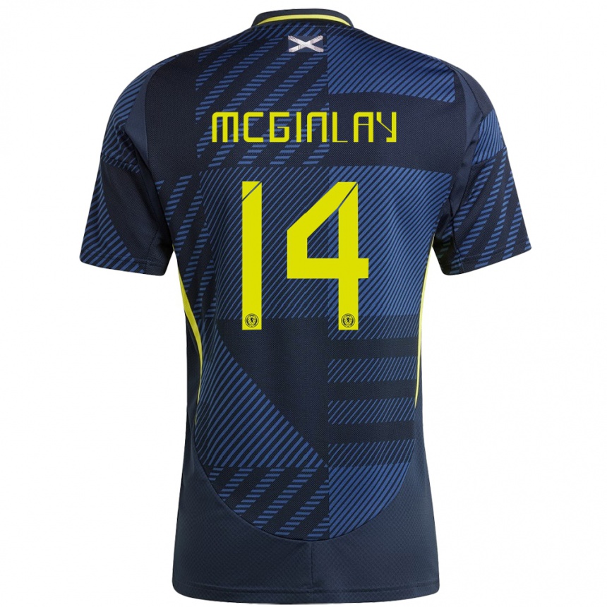 Niño Fútbol Camiseta Escocia Aiden Mcginlay #14 Azul Oscuro 1ª Equipación 24-26