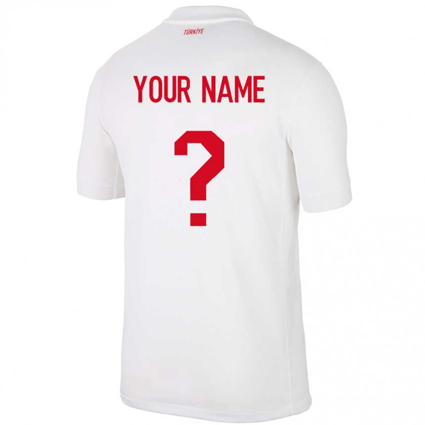 Niño Fútbol Camiseta Turquía Su Nombre #0 Blanco 1ª Equipación 24-26