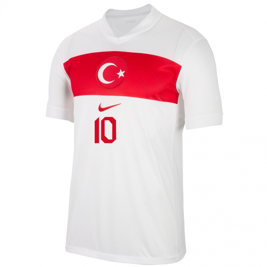 Niño Fútbol Camiseta Turquía Emre Uzun #10 Blanco 1ª Equipación 24-26