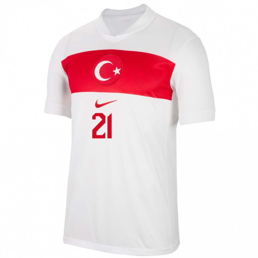 Niño Fútbol Camiseta Turquía Gülbin Hız #21 Blanco 1ª Equipación 24-26