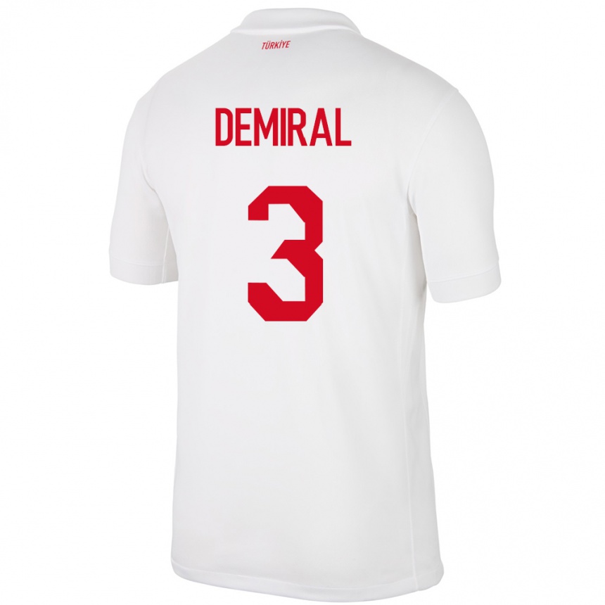 Niño Fútbol Camiseta Turquía Merih Demiral #3 Blanco 1ª Equipación 24-26