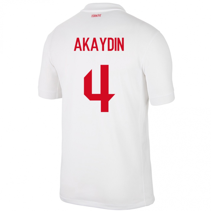 Niño Fútbol Camiseta Turquía Samet Akaydin #4 Blanco 1ª Equipación 24-26