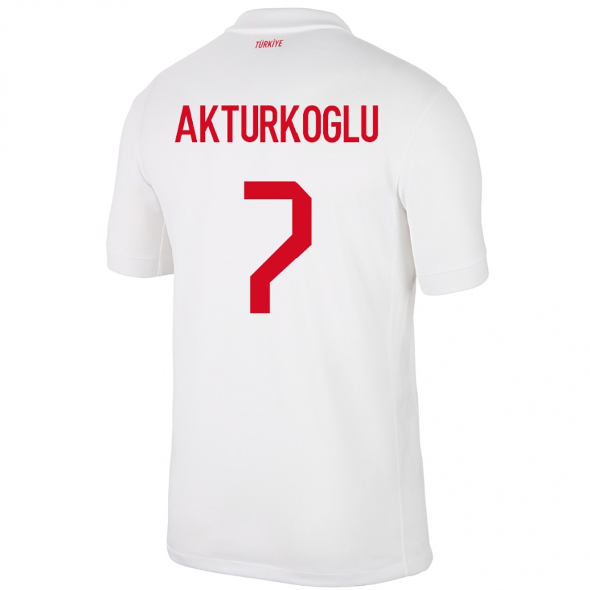 Niño Fútbol Camiseta Turquía Kerem Aktürkoğlu #7 Blanco 1ª Equipación 24-26