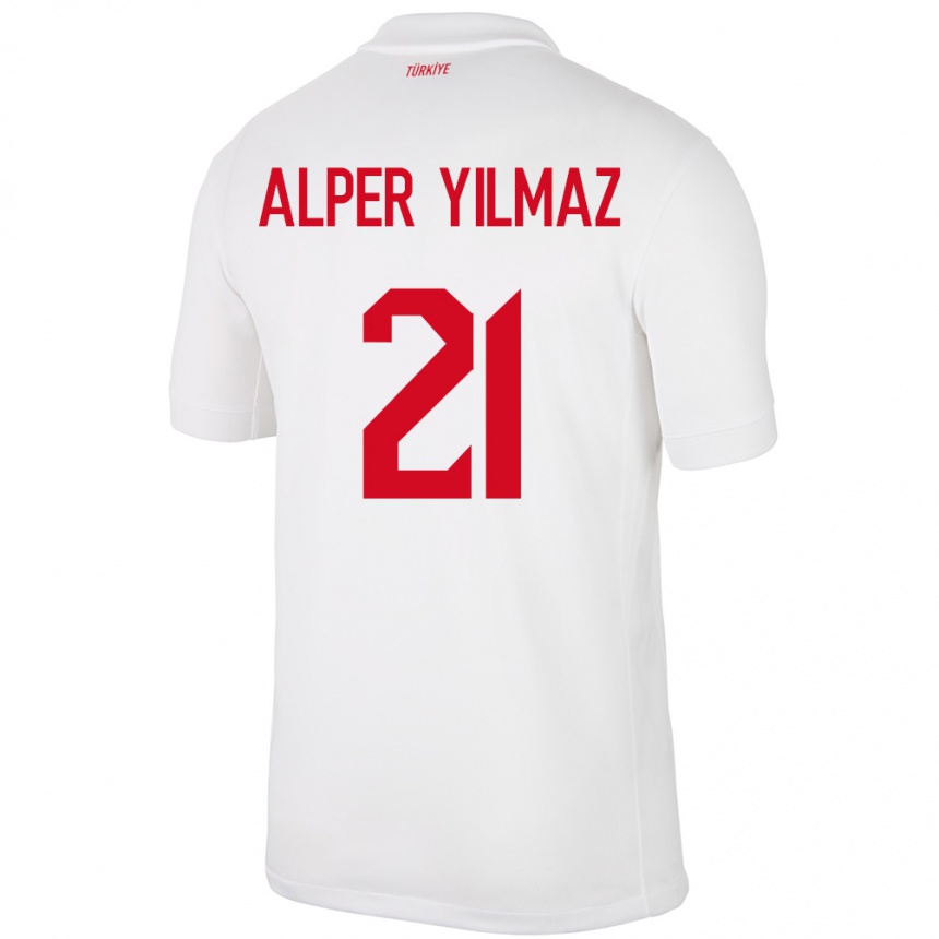 Niño Fútbol Camiseta Turquía Barış Alper Yılmaz #21 Blanco 1ª Equipación 24-26