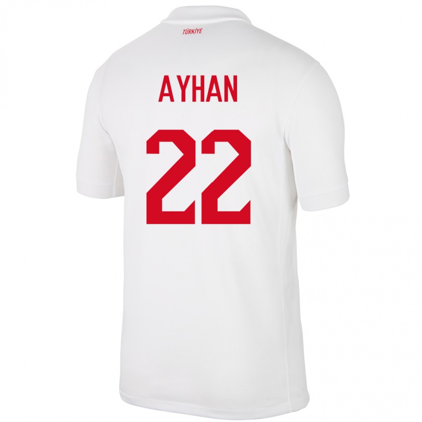 Niño Fútbol Camiseta Turquía Kaan Ayhan #22 Blanco 1ª Equipación 24-26