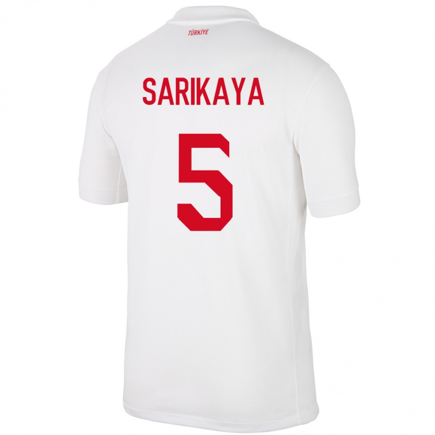 Niño Fútbol Camiseta Turquía Efe Sarıkaya #5 Blanco 1ª Equipación 24-26