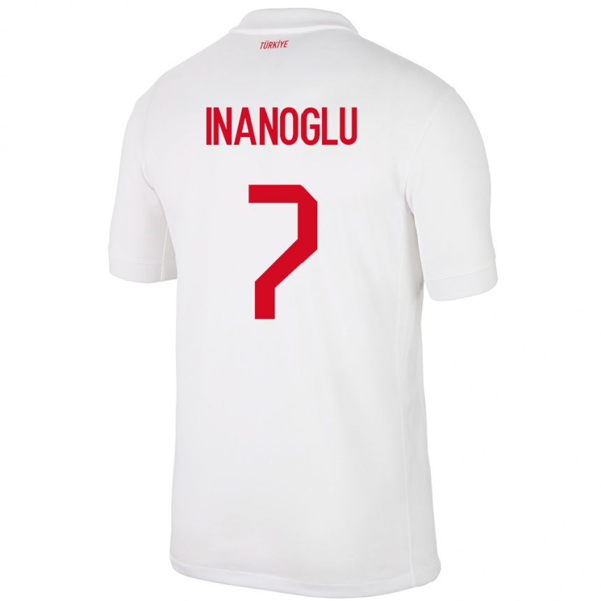 Niño Fútbol Camiseta Turquía Kaan İnanoğlu #7 Blanco 1ª Equipación 24-26