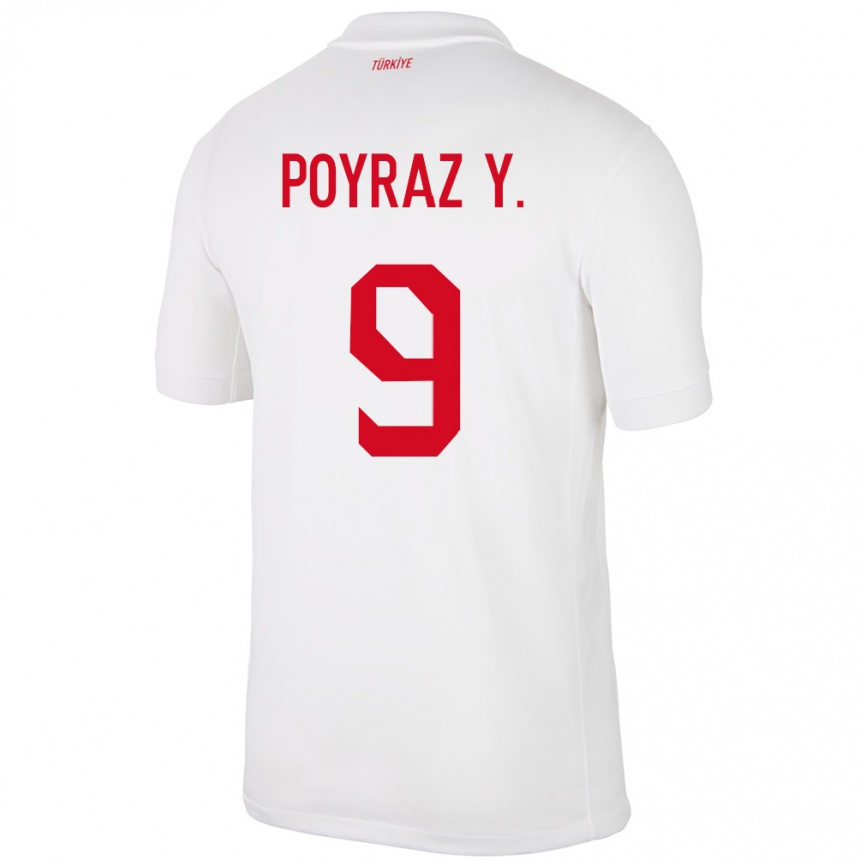 Niño Fútbol Camiseta Turquía Poyraz Yıldırım #9 Blanco 1ª Equipación 24-26