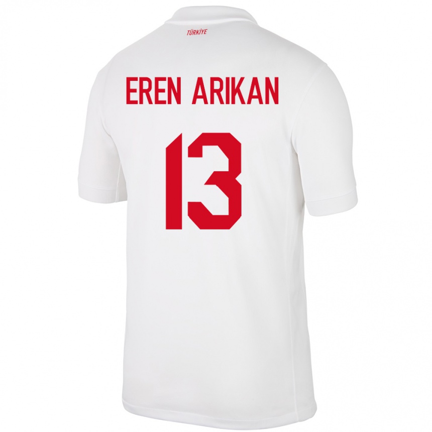 Niño Fútbol Camiseta Turquía Muhammed Eren Arıkan #13 Blanco 1ª Equipación 24-26