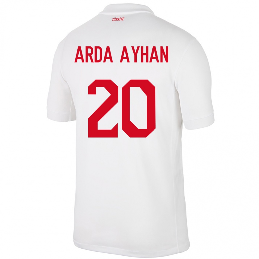 Niño Fútbol Camiseta Turquía Murat Arda Ayhan #20 Blanco 1ª Equipación 24-26