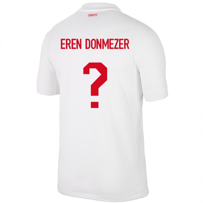 Niño Fútbol Camiseta Turquía Deniz Eren Dönmezer #0 Blanco 1ª Equipación 24-26