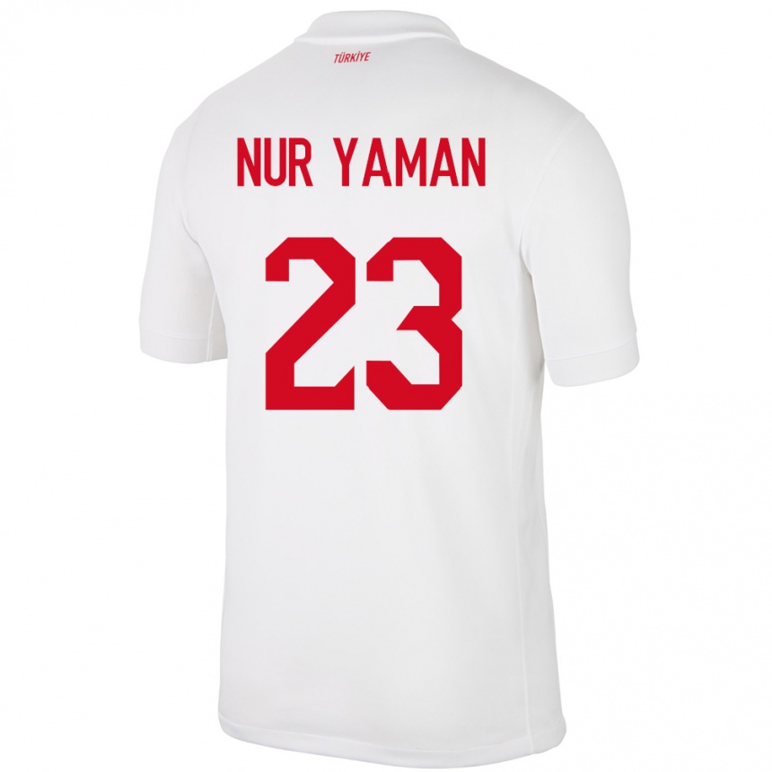 Niño Fútbol Camiseta Turquía Gamze Nur Yaman #23 Blanco 1ª Equipación 24-26