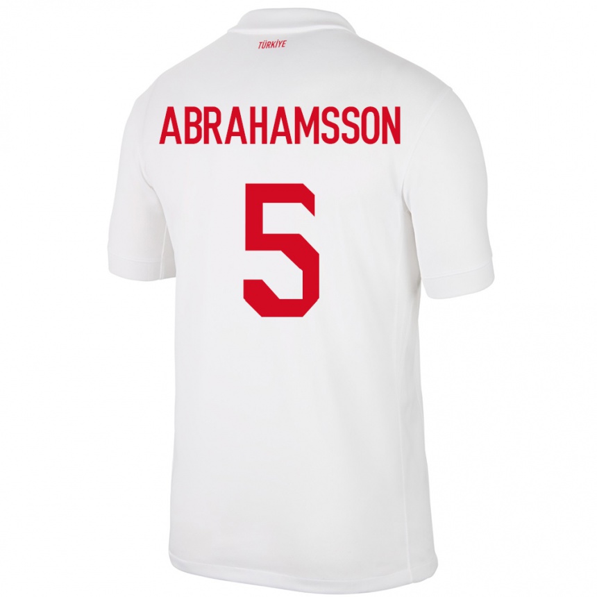 Niño Fútbol Camiseta Turquía Sejde Aylin Abrahamsson #5 Blanco 1ª Equipación 24-26