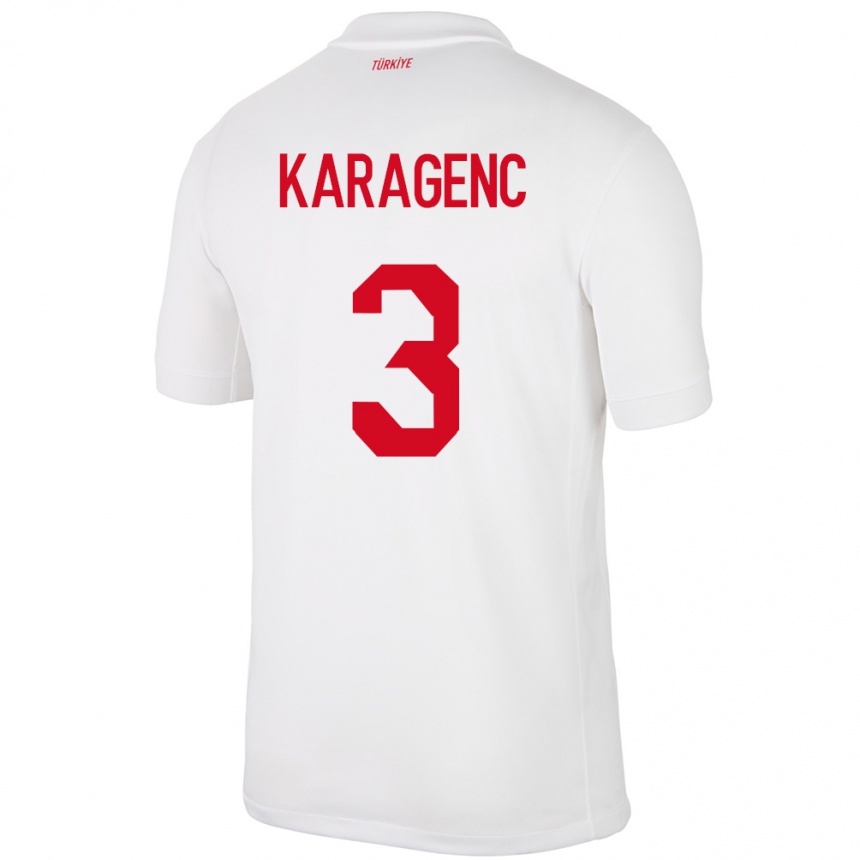 Niño Fútbol Camiseta Turquía Didem Karagenç #3 Blanco 1ª Equipación 24-26