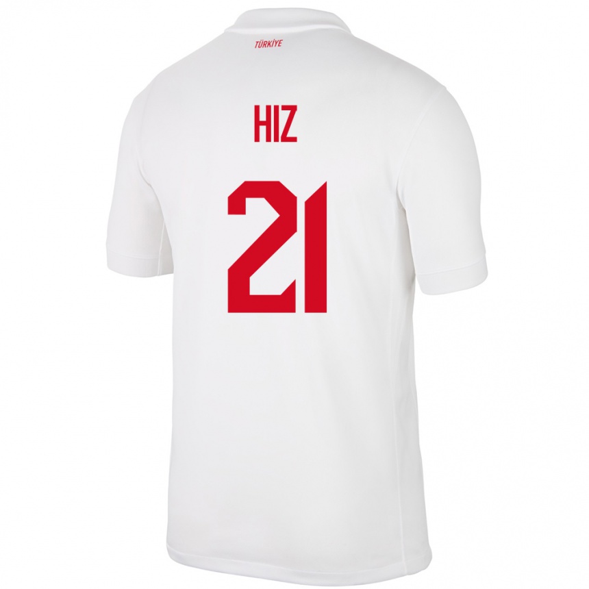 Niño Fútbol Camiseta Turquía Gülbin Hız #21 Blanco 1ª Equipación 24-26