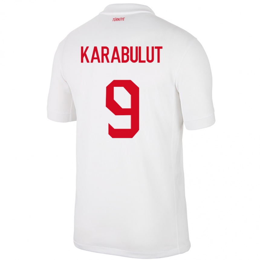 Niño Fútbol Camiseta Turquía Arzu Karabulut #9 Blanco 1ª Equipación 24-26