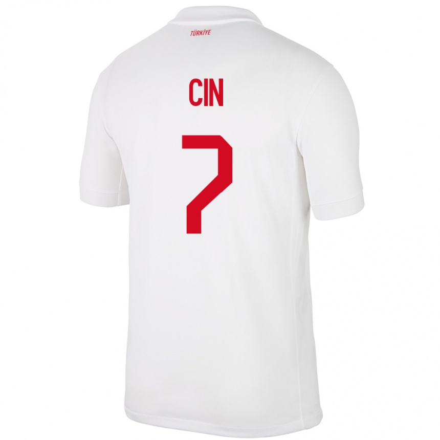 Niño Fútbol Camiseta Turquía Miray Cin #7 Blanco 1ª Equipación 24-26