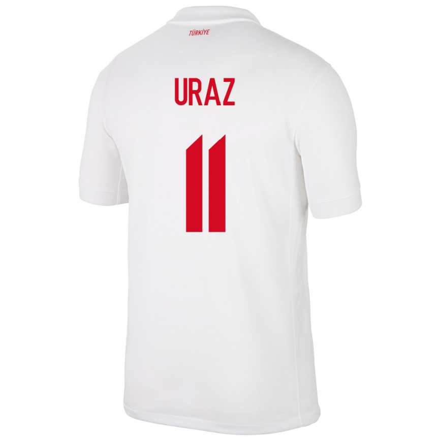 Niño Fútbol Camiseta Turquía Yağmur Uraz #11 Blanco 1ª Equipación 24-26