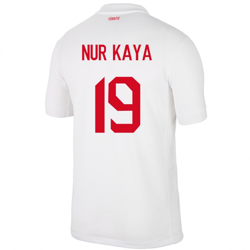 Niño Fútbol Camiseta Turquía Cansu Nur Kaya #19 Blanco 1ª Equipación 24-26