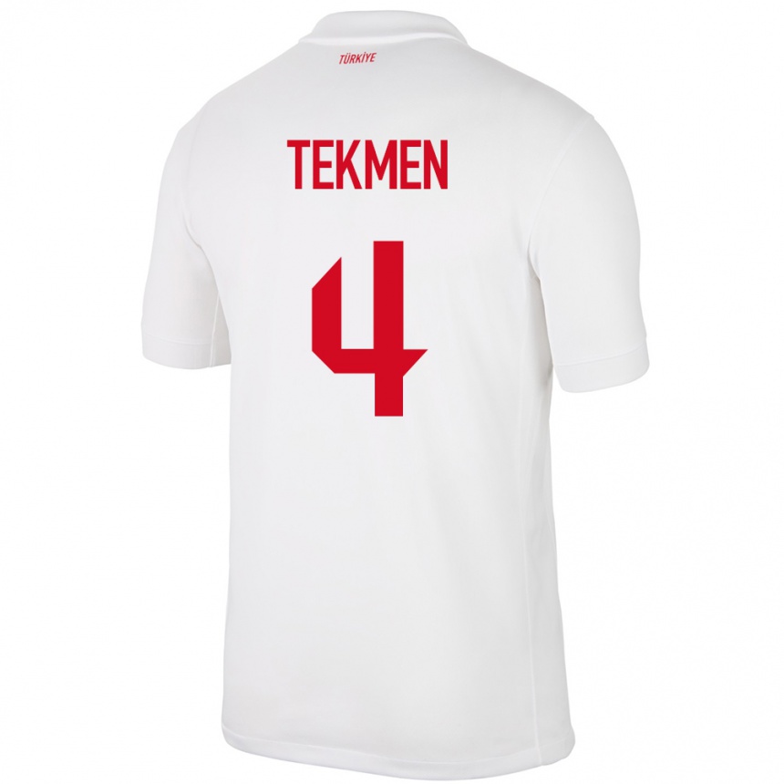 Niño Fútbol Camiseta Turquía Ece Tekmen #4 Blanco 1ª Equipación 24-26