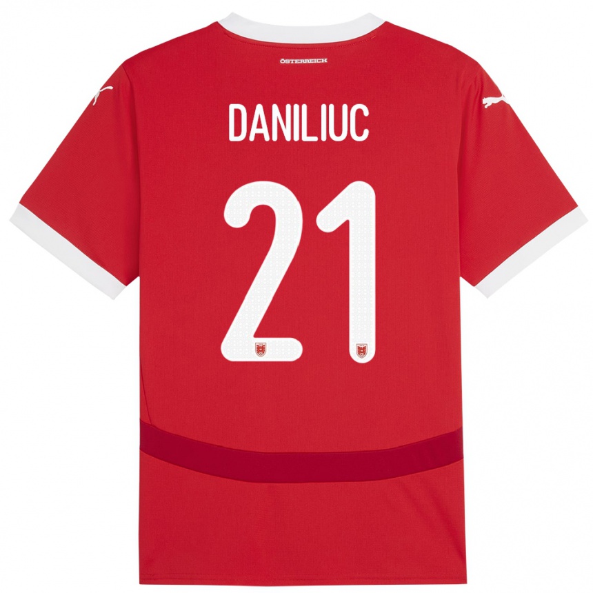 Niño Fútbol Camiseta Austria Flavius Daniliuc #21 Rojo 1ª Equipación 24-26