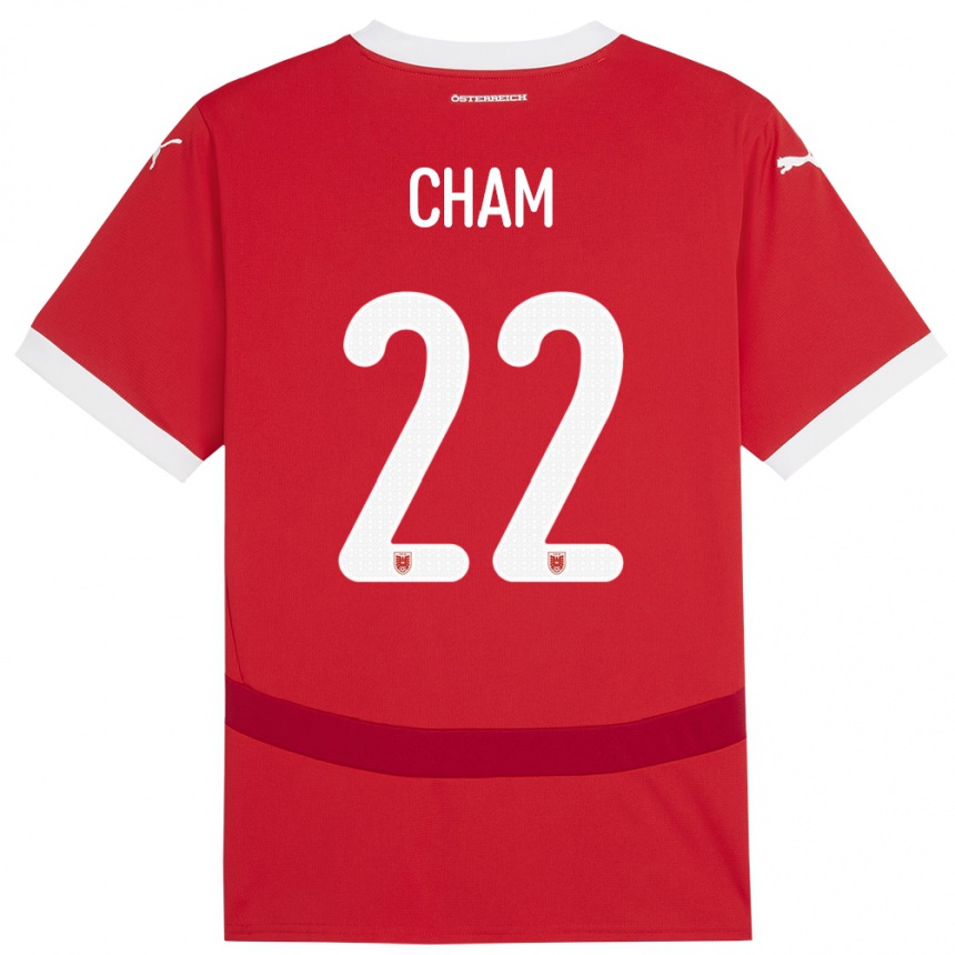 Niño Fútbol Camiseta Austria Muhammed Cham #22 Rojo 1ª Equipación 24-26