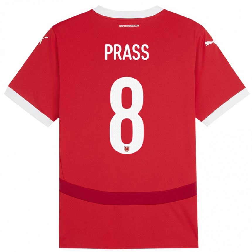 Niño Fútbol Camiseta Austria Alexander Prass #8 Rojo 1ª Equipación 24-26