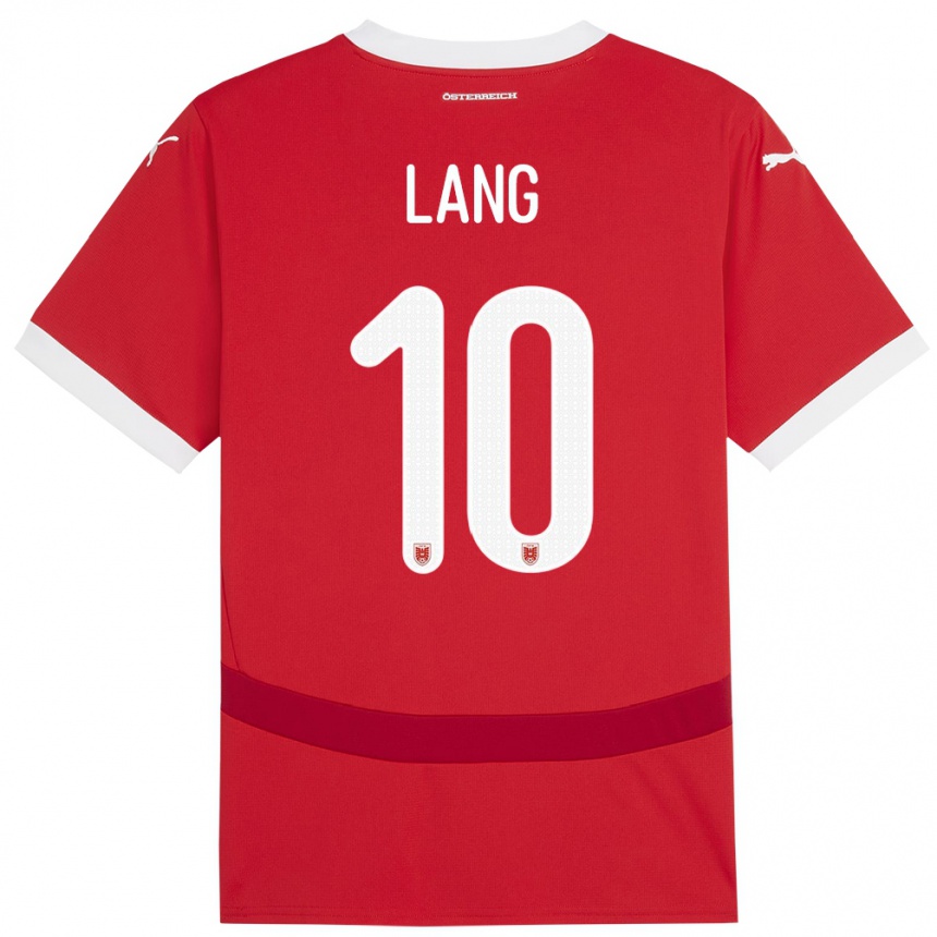 Niño Fútbol Camiseta Austria Christoph Lang #10 Rojo 1ª Equipación 24-26